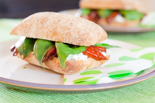 Roasted Peppers and Goat Cheese Sandwich
